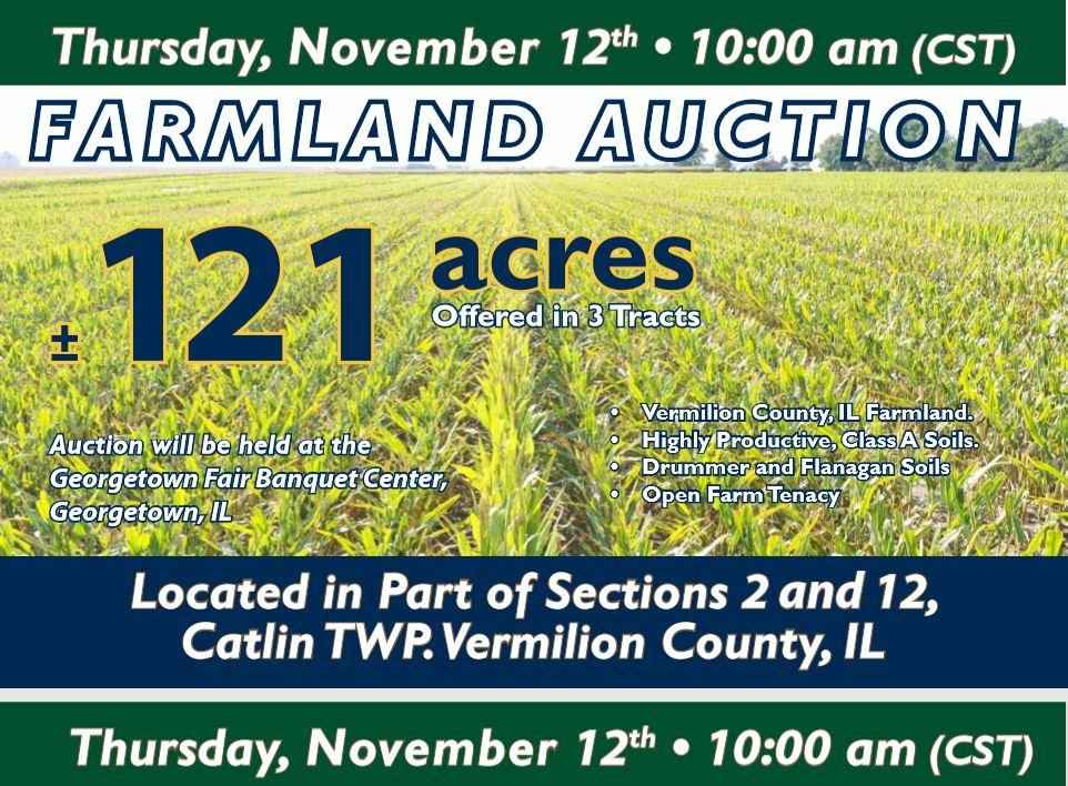 Land Auction Nov 12th, 121 Acres offered in 3 Tracts Vermilion County ...